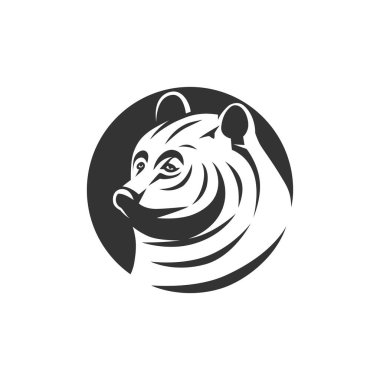 Vektör ayı çizimi. Siyah ve beyaz vektör nesnesi.