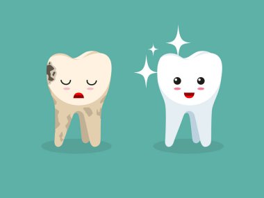 Vektör diş çizimi. Renk vektörü nesnesi.