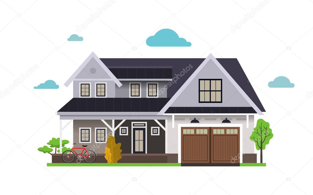 Color illustration with house on white background.