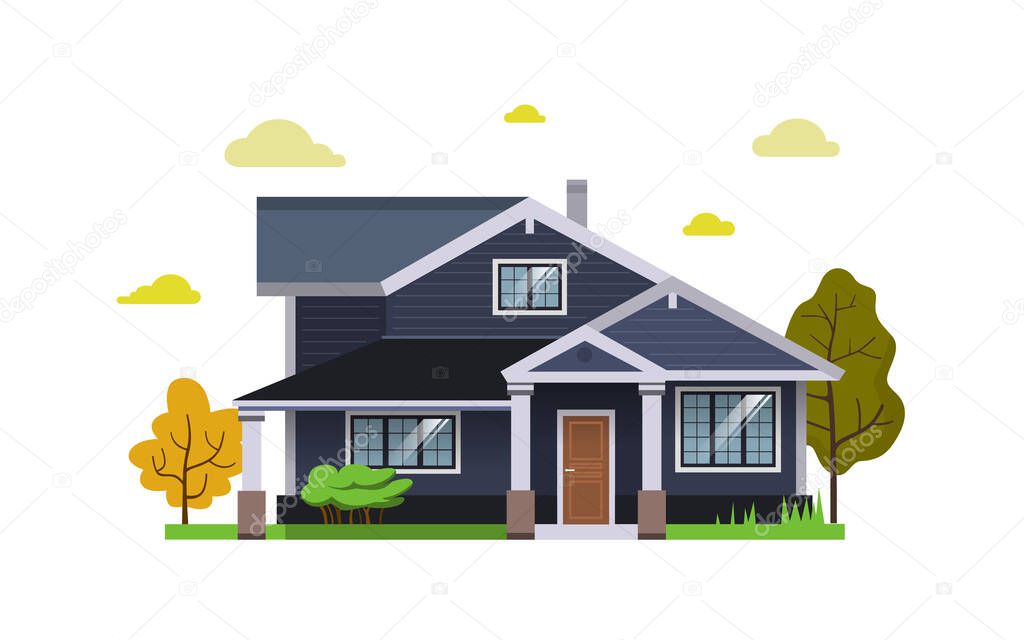 Color illustration with house on white background.