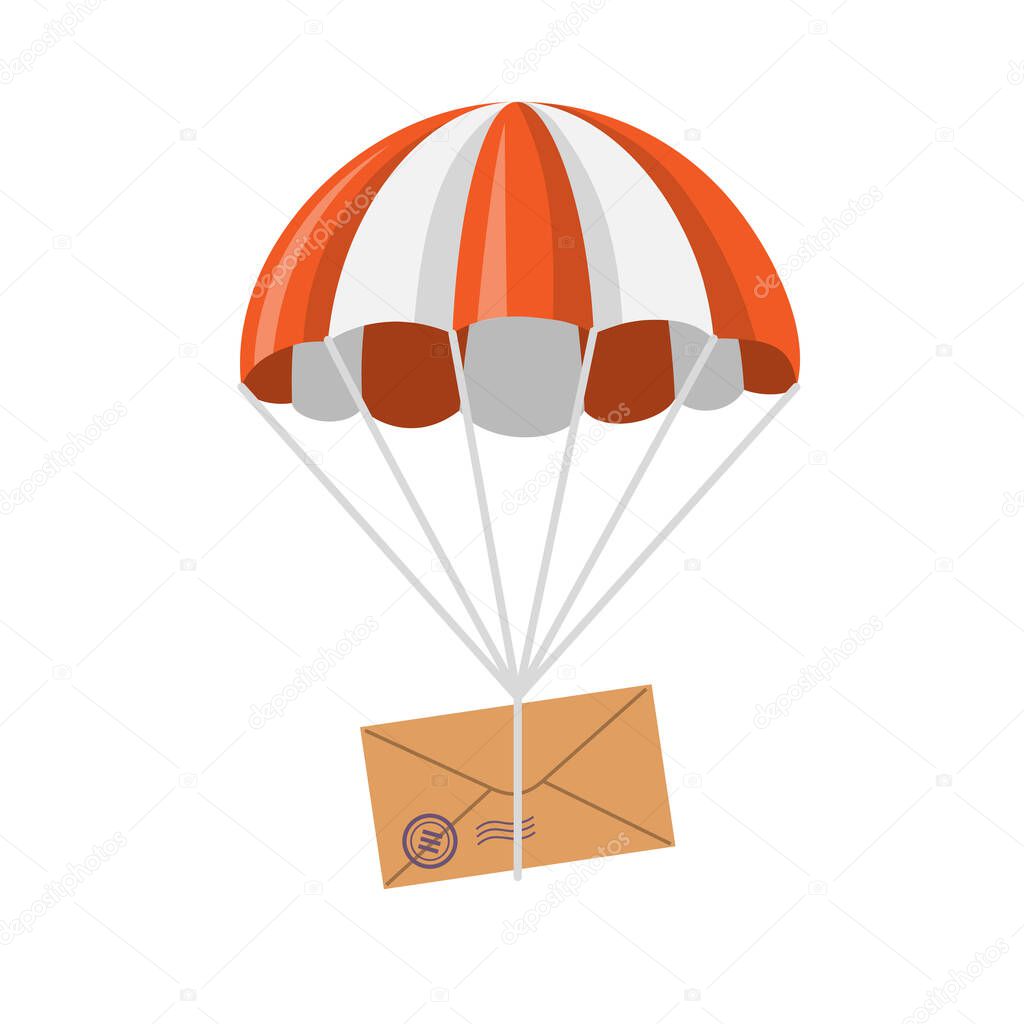 Letter descending on a parachute.