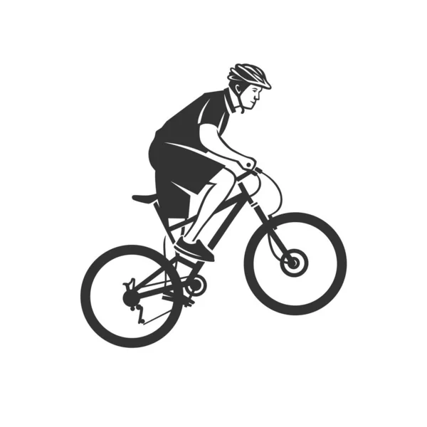 Cycling Logotype Cyclist Stylized Symbol Black White Vector Object — Stock Vector