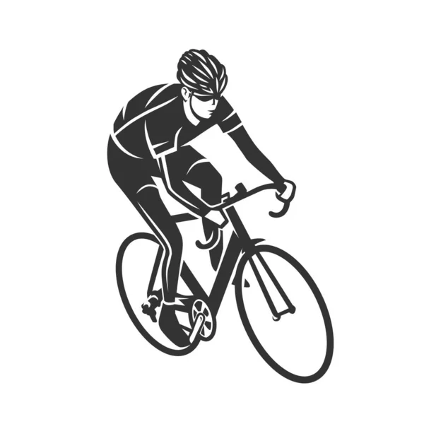 Logotipo Ciclismo Ciclista Corrida Estilizado Símbolo Silhueta Vetor Ciclista Delineado — Vetor de Stock