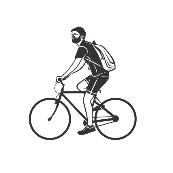 Cycling Logotype Cyclist Stylized Symbol Outlined Cyclist Vector Silhouette — Stock Vector