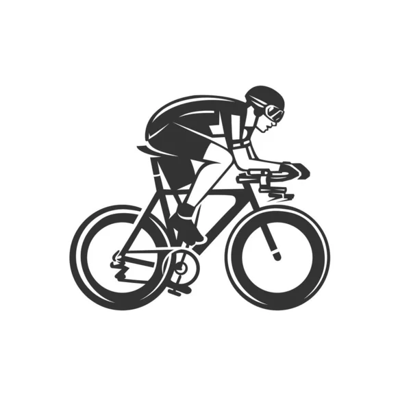 Cycling Logotype Cyclist Race Stylized Symbol Outlined Cyclist Vector Silhouette — Stock Vector