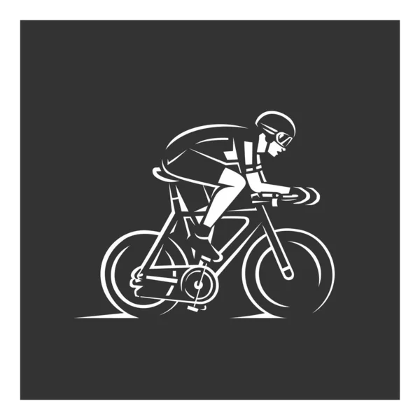 Cycling Logotype Cyclist Race Stylized Symbol Outlined Cyclist Vector Silhouette — Stock Vector