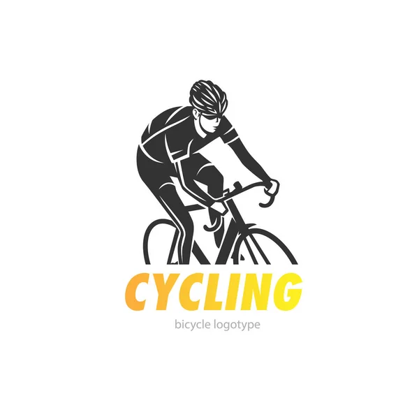 Cycling Logotype Cycling Race Stylized Symbol Outlined Cyclist Vector Silhouette — Stock Vector