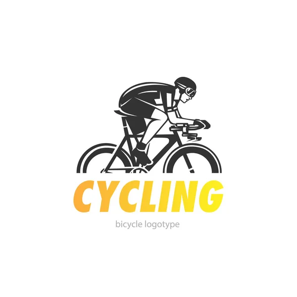 Cycling Logotype Cyclist Race Stylized Symbol Outlined Cyclist Vector Silhouette — Stock Vector