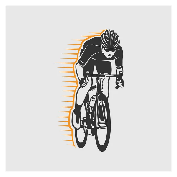 Cycling Race Stylized Symbol Outlined Cyclist Vector Silhouette — Stock Vector