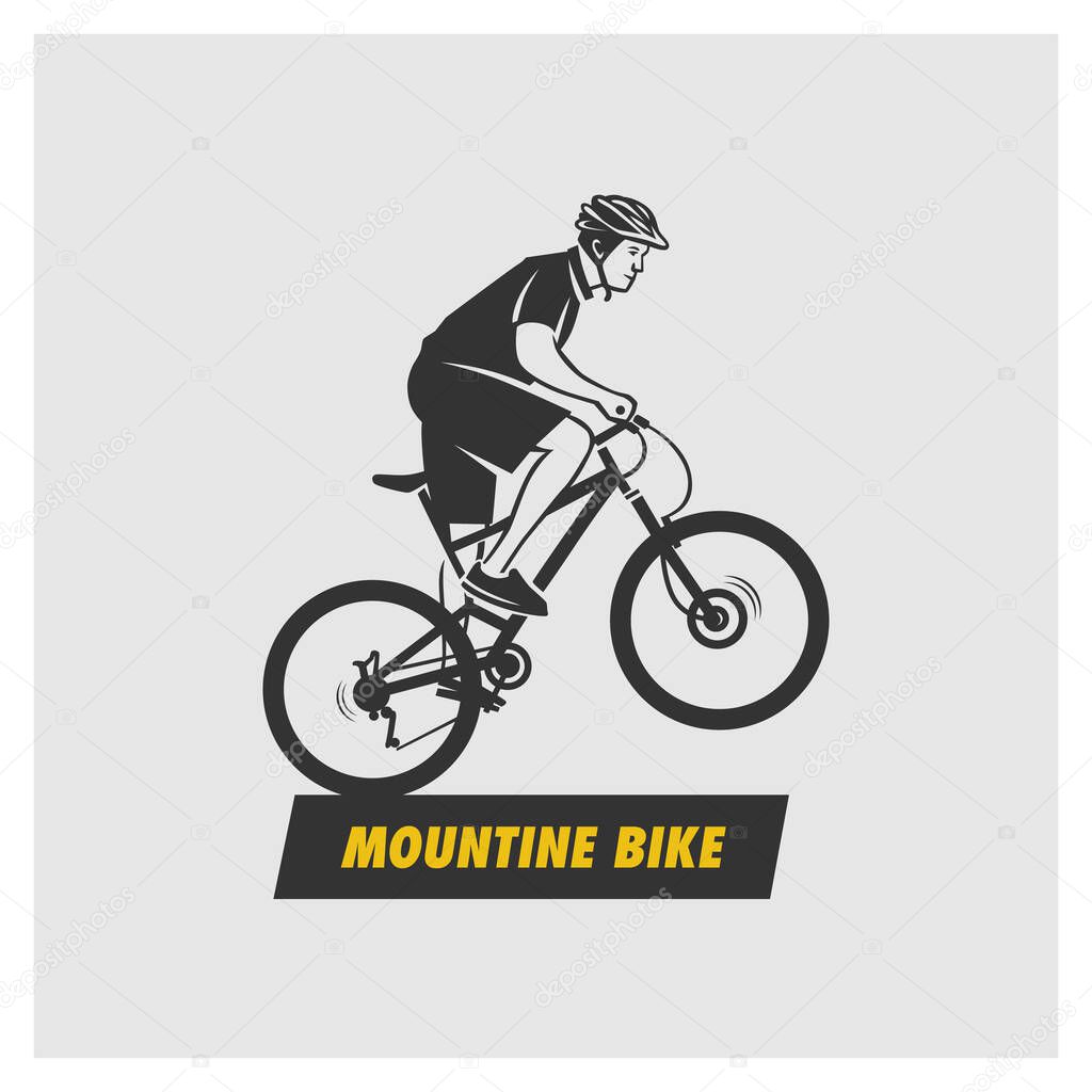 Vettoriale stockLogo Mountain Bike Silhouette Vettoriale Ciclista
