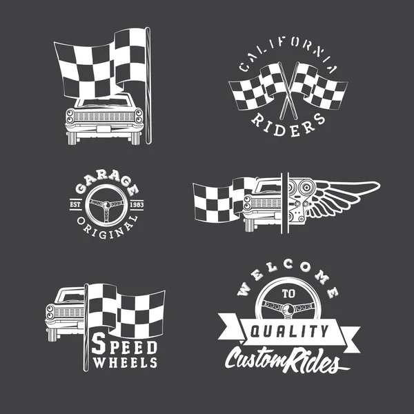 Set of vintage auto service labels and design elements — Stock Vector