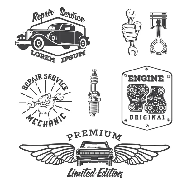 Vintage otomatik Servisi etiketleri ve tasarım öğeleri kümesi