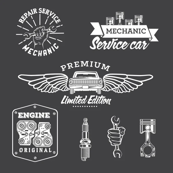 Vintage otomatik Servisi etiketleri ve tasarım öğeleri kümesi