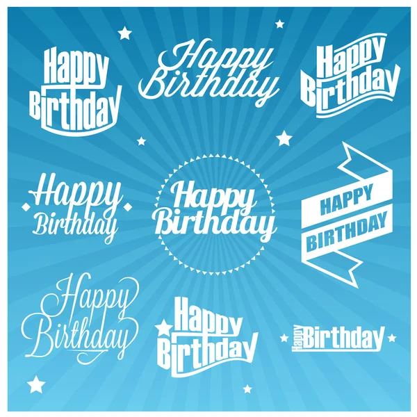 Set of Happy Birthday's lettering — Stock Vector