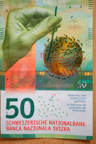 Swiss franks bank note - new one 50 franks bill — Stock Photo, Image