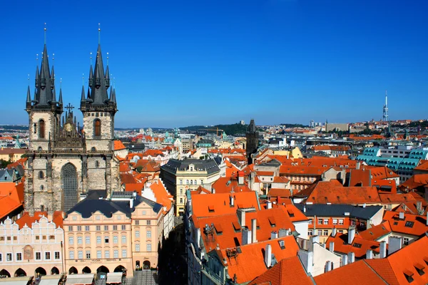 Letecký pohled na Prahu z centra města. Praha, Česká Republi — Stock fotografie