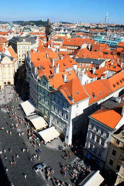Widok z lotu ptaka centrum Pragi w Republice Czeskiej — Zdjęcie stockowe