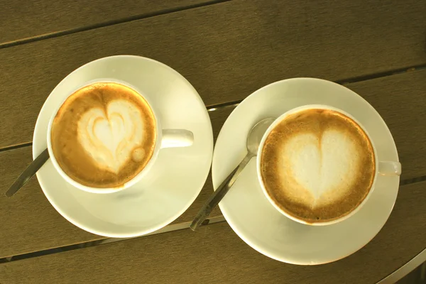 Tazza di caffè in caffetteria - immagine in stile vintage — Foto Stock