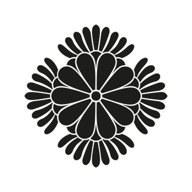 Japon tarzı çiçek tabelası ya da beyaz arkaplanda Kraliyet sembolü. Vektör ve illüstrasyon