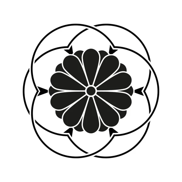 Estilo Japonés Diseño Flor Signo Símbolo Real Sobre Fondo Blanco — Archivo Imágenes Vectoriales