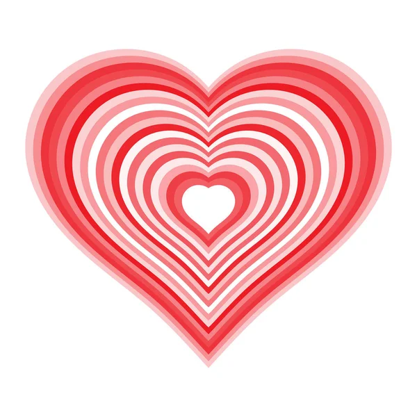Coração vermelho listrado. Símbolo de amor em branco —  Vetores de Stock