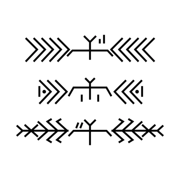 Etnico baltico Folk arte lineare ornamento confini. — Vettoriale Stock