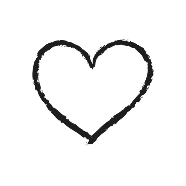 Marco de forma de corazón vectorial con pintura de pincel. Corazón dibujado con tiza — Vector de stock