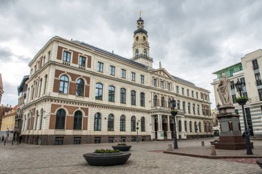 Riga, Letonya - 21 Mayıs 2021: Riga Şehir Meclisi Binası, Letonya 'nın Riga kentinin yönetim merkezi.