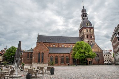 Riga, Letonya - 21 Mayıs 2021: Riga 'daki Kubbe Katedrali, Letonya' nın başkenti