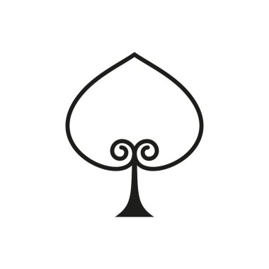 Japon tarzı yaprak işareti ya da beyaz arka planda yaprak sembolü. Vektör ve çizim logosu