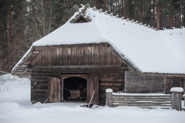 Letonya ahşap ahırı. Letonya Açık Hava Müzesi, Riga, Letonya