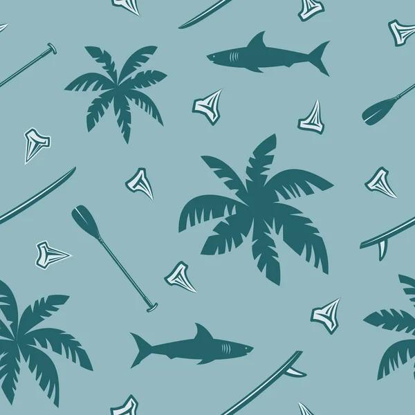 Patrón sin costura de surf tropical — Vector de stock