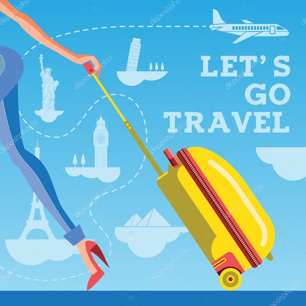 отправляемся в путешествие. Let's travel логотип. горы туризм. обои на рабочий стол путешествия. путешествия вектор крафт.