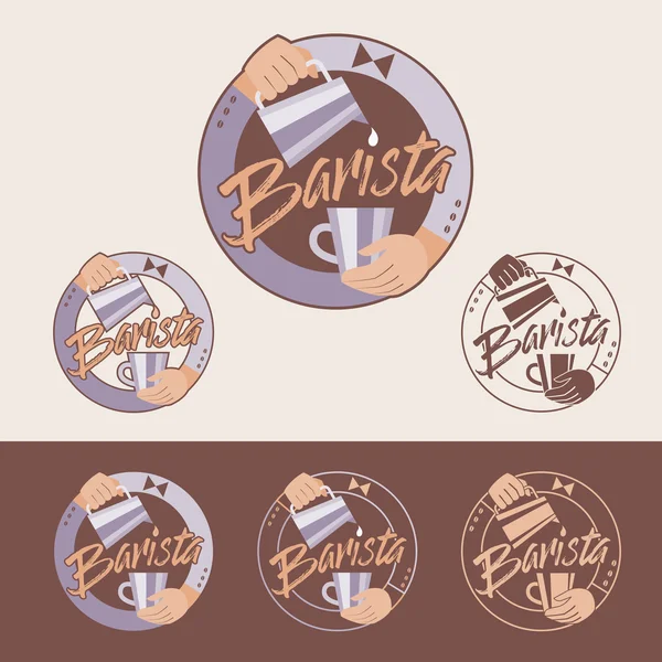 Barista Vektor Emblem. Farb- und monochrome Versionen. — Stockvektor