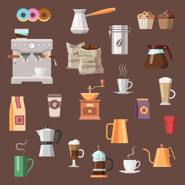 Café vector de color icono conjunto — Archivo Imágenes Vectoriales