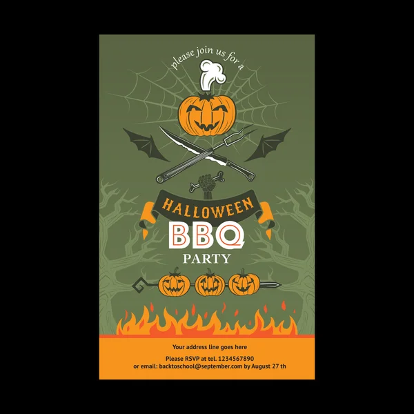 Halloween bbq party einladungskarte — Stockvektor