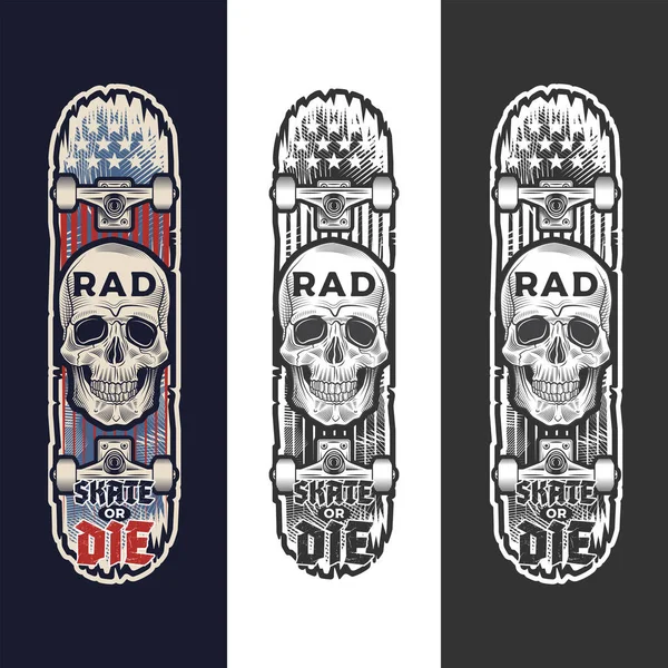 Skate or Die emblema — Archivo Imágenes Vectoriales