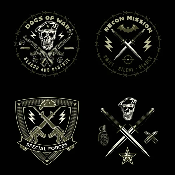 Conjunto de emblemas del ejército — Vector de stock