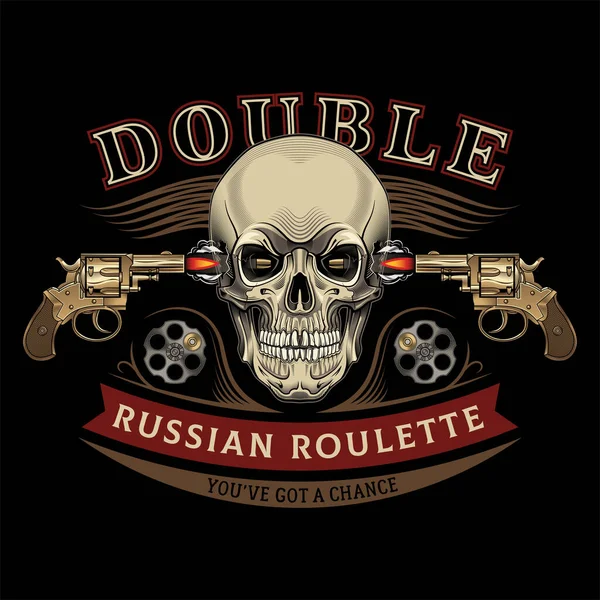 Dubbel rysk roulette emblem — Stock vektor
