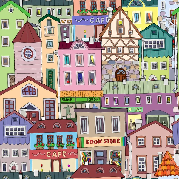 Eski evleri ile çizilmiş desen