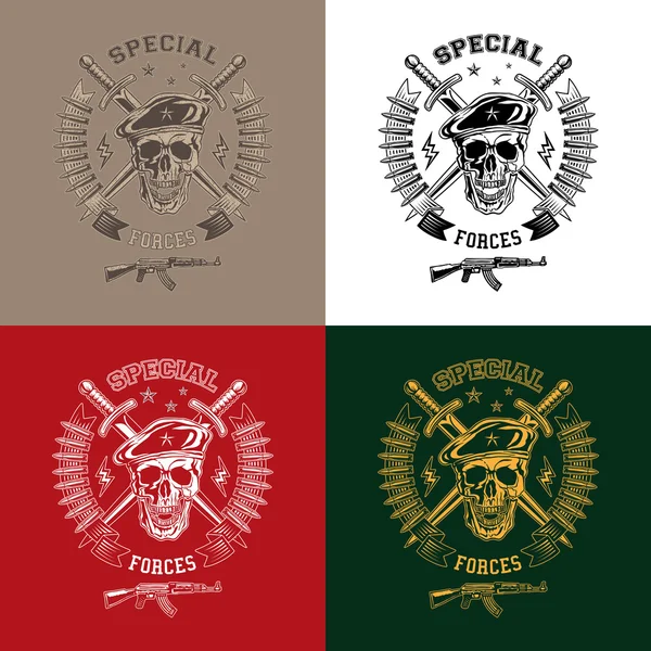 Special forces monochrome emblems — Stok Vektör