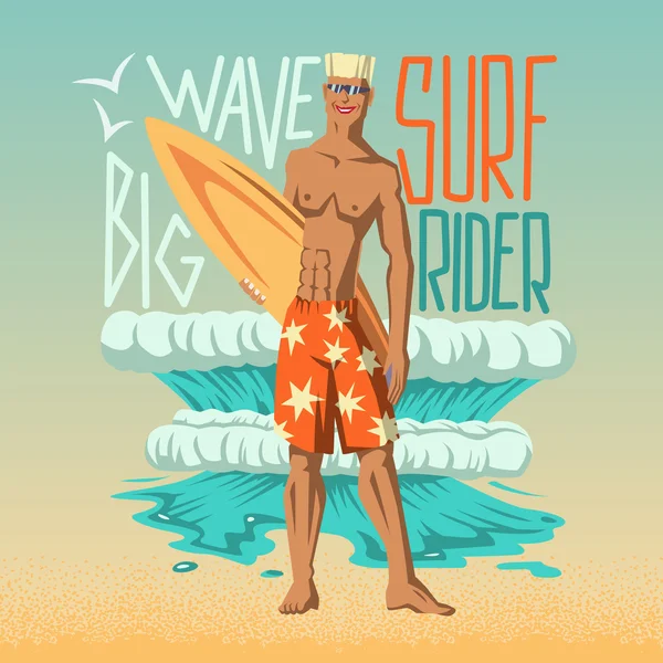 Boy with surfboard — Stock Vector