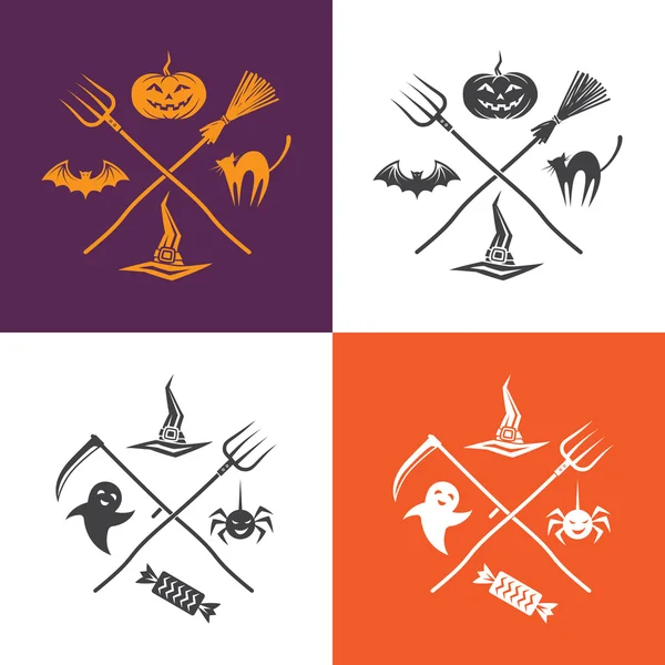 Halloween-Illustration mit Emblemen — Stockvektor