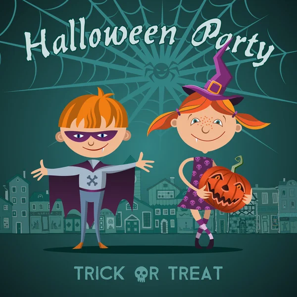 Cadılar Bayramı illüstrasyon çocuklu