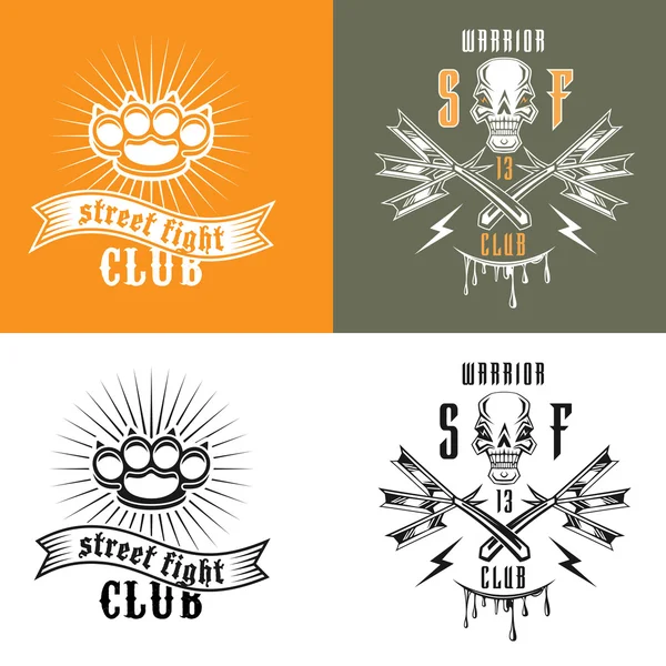 Emblemas de clube de luta de rua —  Vetores de Stock