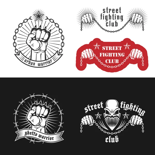 Emblemas del club de lucha callejera — Vector de stock