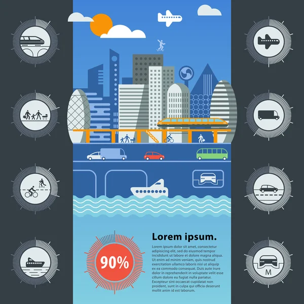 Infografías del tráfico urbano — Vector de stock