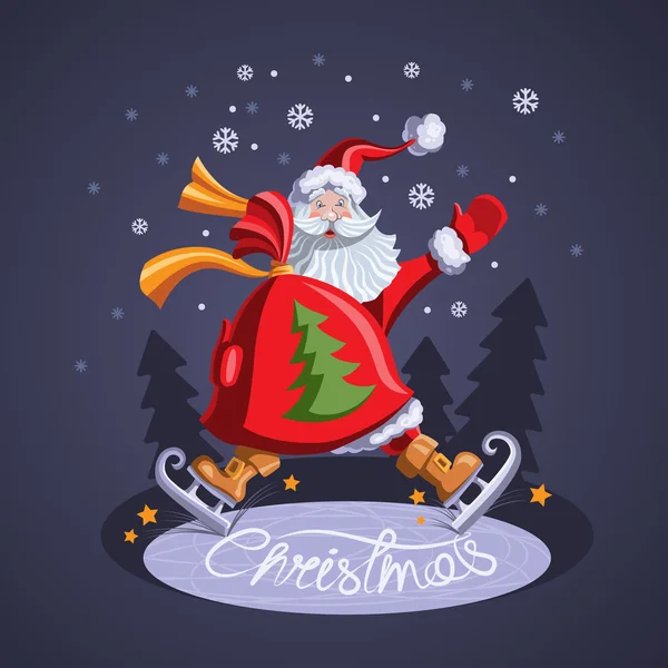 Noel Baba hediye çanta ile buz pateni