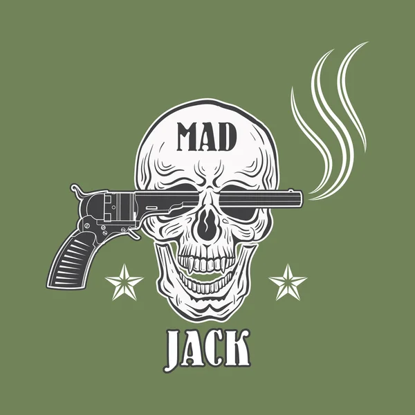 Mad Jack emblema de vaquero — Vector de stock