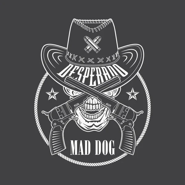 Desperado emblema de vaquero — Vector de stock